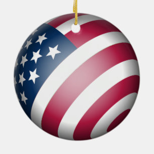 Patriotische amerikanische Flagge, Coole Blaue Glo Keramik Ornament