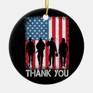 Patriotische amerikanische Flagge Danke für Keramik Ornament