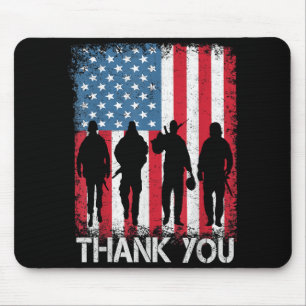 Patriotische amerikanische Flagge Danke für Mousepad