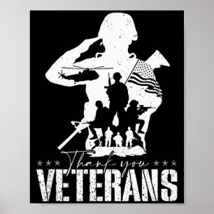Patriotische amerikanische Flagge Danke Veteranen Poster