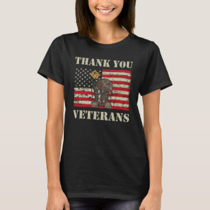 Patriotische amerikanische Flagge Danke Veterans M T-Shirt