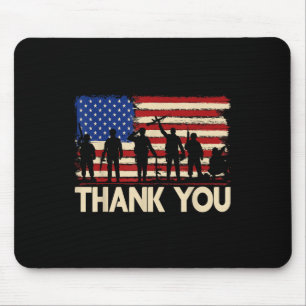 Patriotische amerikanische Flagge Danke Veterans Mousepad
