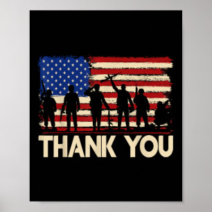 Patriotische amerikanische Flagge Danke Veterans Poster