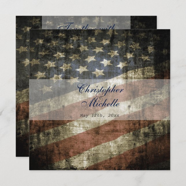 Patriotische amerikanische Flagge Einladung mit UA (Vorne/Hinten)