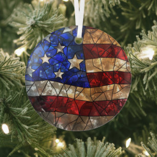Patriotische amerikanische Flagge festgehalten Ornament Aus Glas
