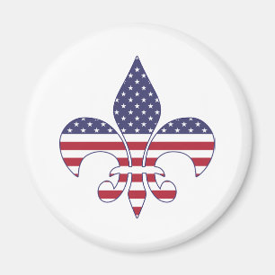 Patriotische amerikanische Flagge Fleur-de-lis Magnet