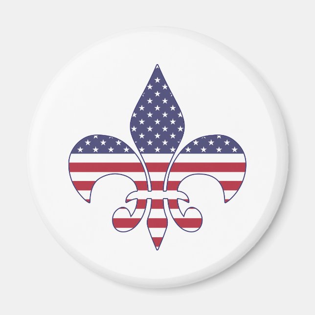 Patriotische amerikanische Flagge Fleur-de-lis Magnet (Vorne)