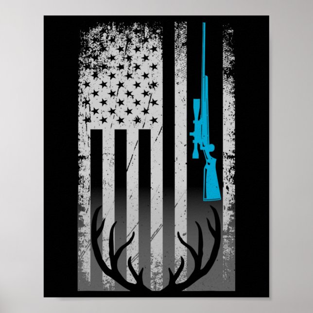 Patriotische amerikanische Flagge Funny Deer Junti Poster (Vorne)