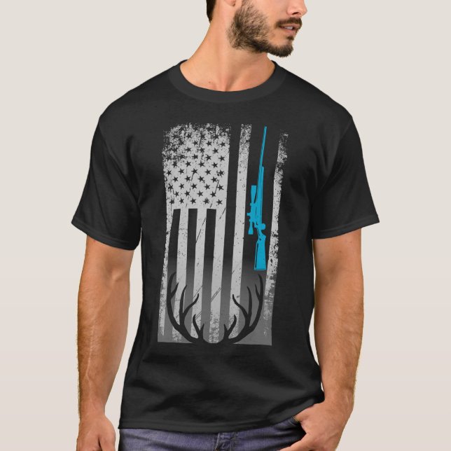 Patriotische amerikanische Flagge Funny Deer Junti T-Shirt (Vorderseite)