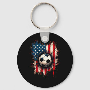 Patriotische amerikanische Flagge Fußball Schlüsselanhänger