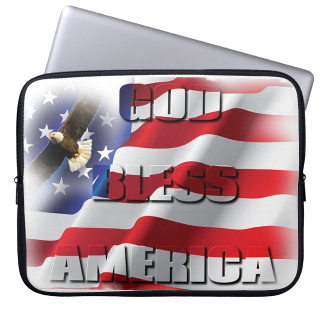 Patriotische amerikanische Flagge Gott segne Ameri Laptopschutzhülle (Vorderseite)