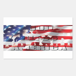 Patriotische amerikanische Flagge Gott segne Ameri Rechteckiger Aufkleber