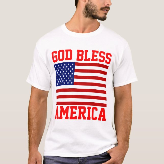 Patriotische amerikanische Flagge Gott segne Ameri T-Shirt (Vorderseite)
