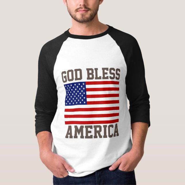 Patriotische amerikanische Flagge Gott segne Ameri T-Shirt (Vorderseite)