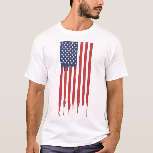 Patriotische amerikanische Flagge Graffiti T-Shirt (Vorderseite)