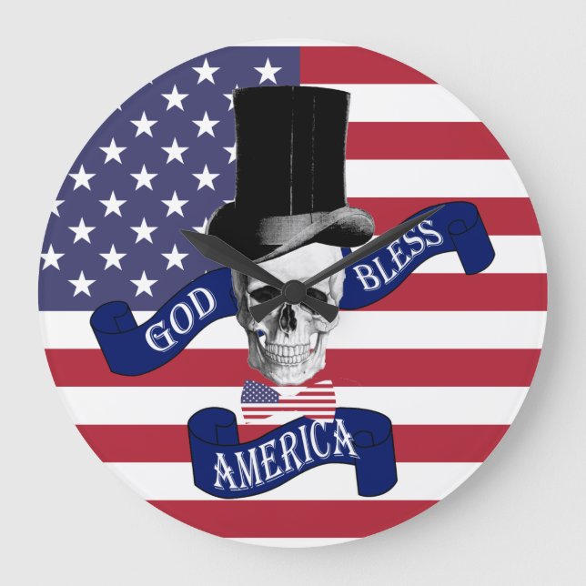 Patriotische amerikanische Flagge Große Wanduhr (Vorderseite)