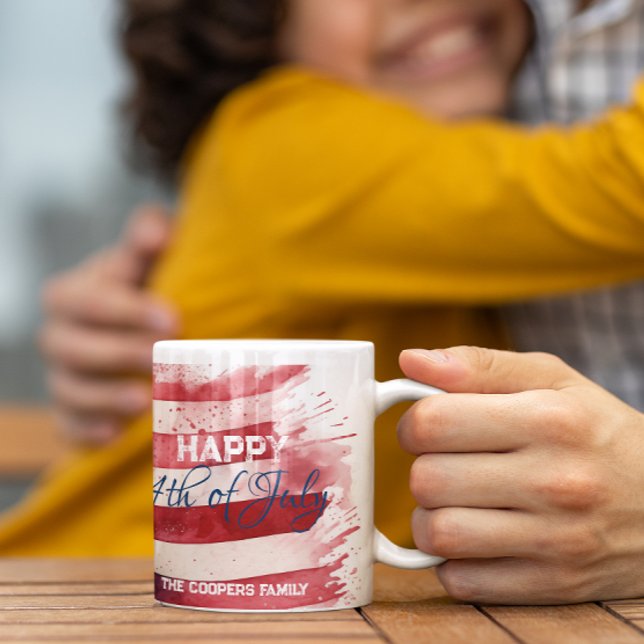 Patriotische amerikanische Flagge Happy 4. Juli Cu Kaffeetasse (Von Creator hochgeladen)