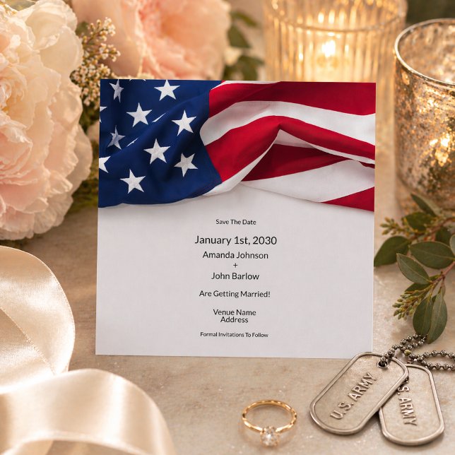 Patriotische amerikanische Flagge Hochzeit Save Th The Date (Von Creator hochgeladen)