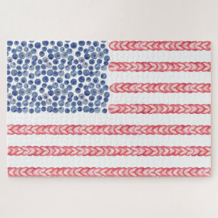 Patriotische amerikanische Flagge in Wasserfarbe Puzzle