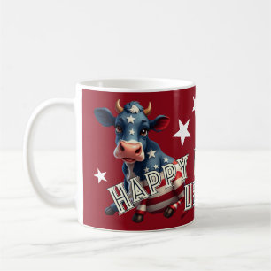 Patriotische amerikanische Flagge Kuh Illustration Kaffeetasse