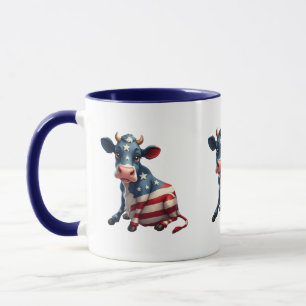 Patriotische-amerikanische-Flagge-Kuh-Illustration Tasse