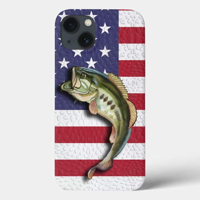 Patriotische amerikanische Flagge Largemouth Bass  Case-Mate iPhone Hülle (Rückseite)