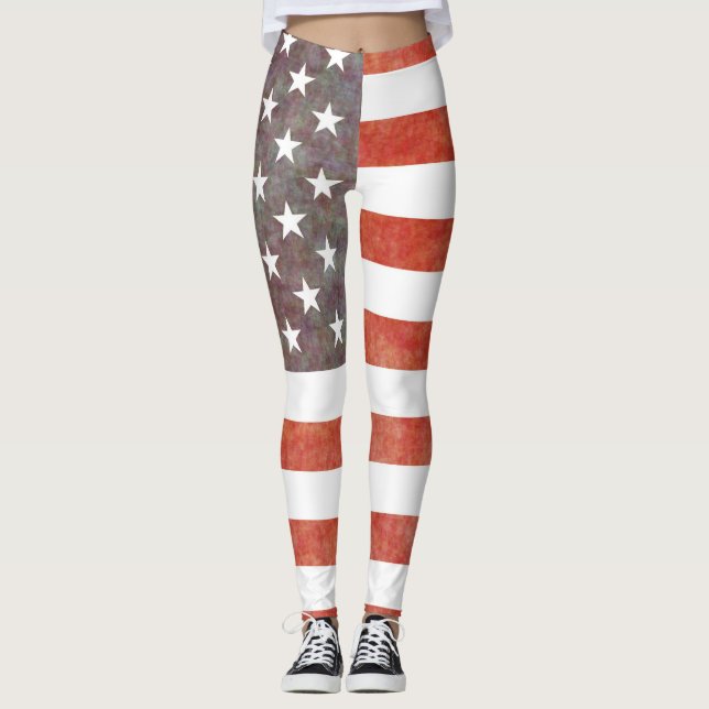 Patriotische amerikanische Flagge Leggings (Vorderseite)