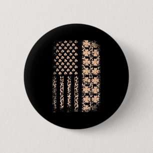 Patriotische amerikanische Flagge Leopard Kleeblat Button