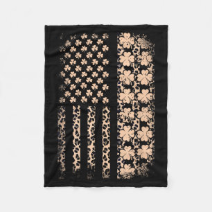 Patriotische amerikanische Flagge Leopard Kleeblat Fleecedecke
