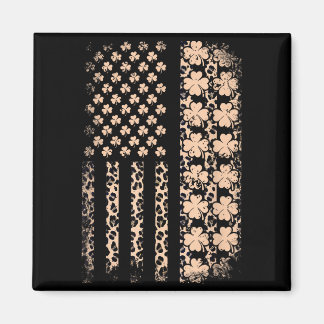 Patriotische amerikanische Flagge Leopard Kleeblat Magnet