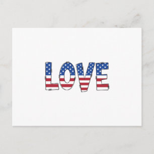 Patriotische amerikanische Flagge LOVE-Typografie Feiertagspostkarte