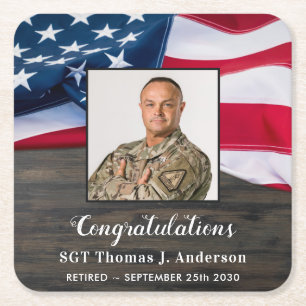 Patriotische amerikanische Flagge Militärruhestand Rechteckiger Pappuntersetzer