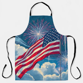 Patriotische amerikanische Flagge mit Feuerwerken  Schürze