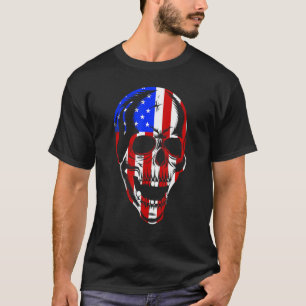 Patriotische amerikanische Flagge mit Schädelknoch T-Shirt
