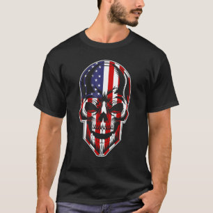 Patriotische amerikanische Flagge mit Schädelknoch T-Shirt