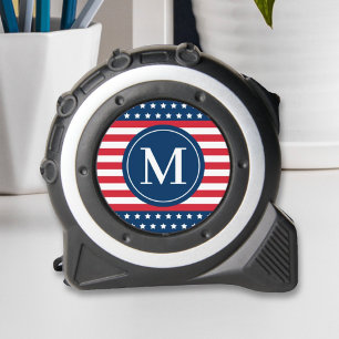 Patriotische amerikanische Flagge Monogramm Anfang Maßband