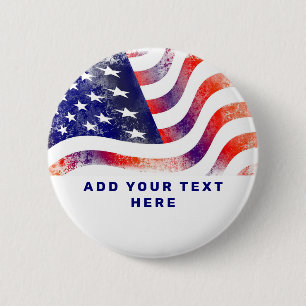 Patriotische Amerikanische Flagge Personalisiert Button