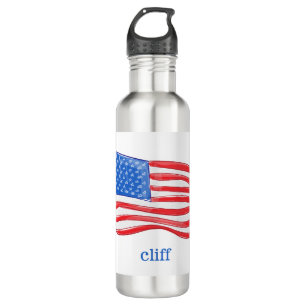 Patriotische Amerikanische Flagge Personalisiert Edelstahlflasche