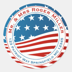 Patriotische amerikanische Flagge Runder Aufkleber