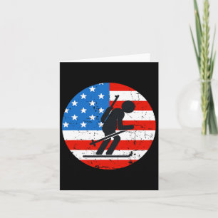 Patriotische amerikanische Flagge Ski Biathlon Ath Karte