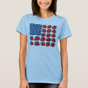 Patriotische amerikanische Flagge Strawberry Blueb T-Shirt