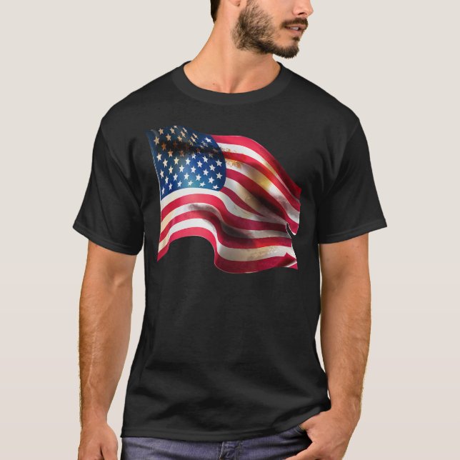 Patriotische amerikanische Flagge T-Shirt (Vorderseite)