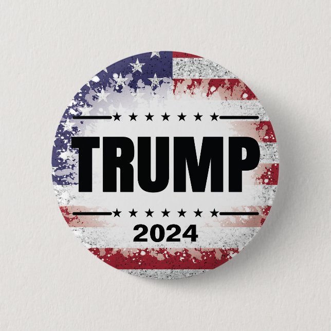 Patriotische amerikanische Flagge Trump 2024 Button (Vorderseite)