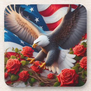 Patriotische amerikanische Flagge und Adler Getränkeuntersetzer