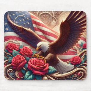 Patriotische amerikanische Flagge und Adler Mousepad