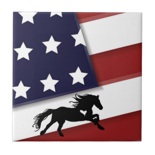 Patriotische amerikanische Flagge und Silhouette P Fliese