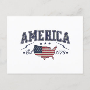 Patriotische amerikanische Flagge USA Est 1776 4.  Feiertagspostkarte