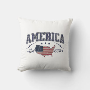 Patriotische amerikanische Flagge USA Est 1776 4. Kissen