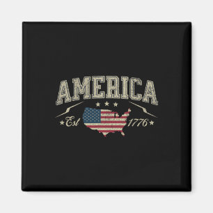 Patriotische amerikanische Flagge USA Est 1776 4. Magnet