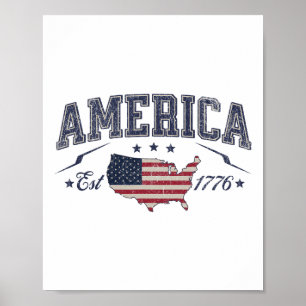 Patriotische amerikanische Flagge USA Est 1776 4. Poster